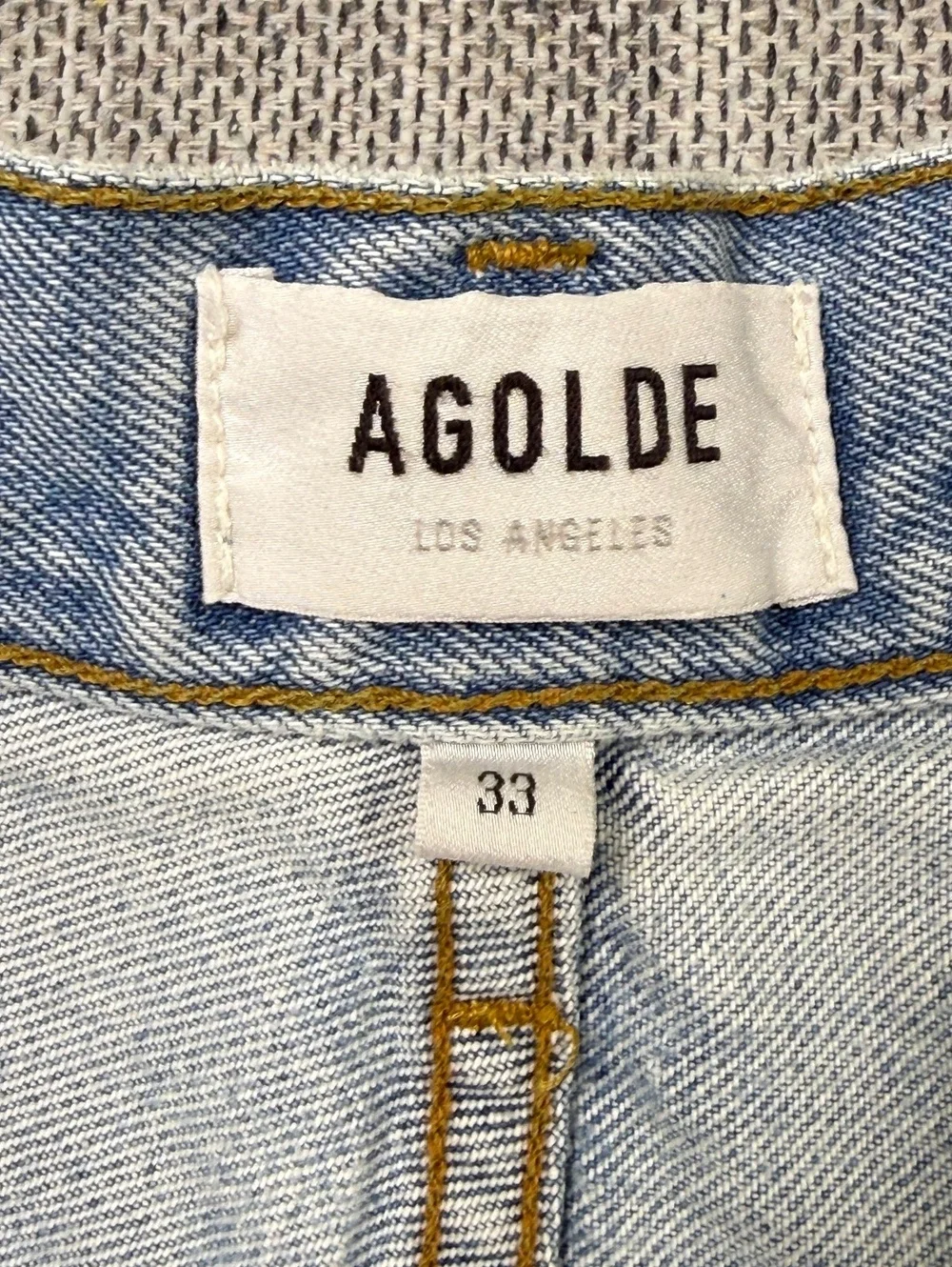 AGOLDE Sideline Fold Waistband Denim Shorts Women 33 Light